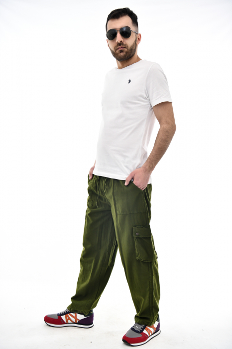 Pantaloni tip cargo din bumbac - Albastru [7]