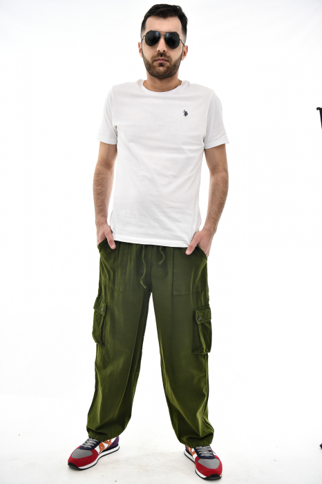Pantaloni tip cargo din bumbac - Albastru [4]
