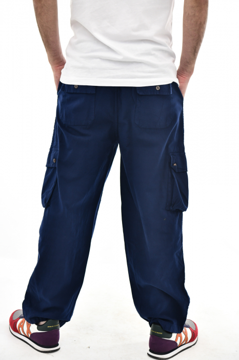 Pantaloni tip cargo din bumbac - Albastru [4]