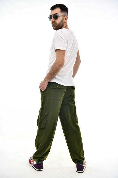 Pantaloni tip cargo din bumbac - Albastru [9]