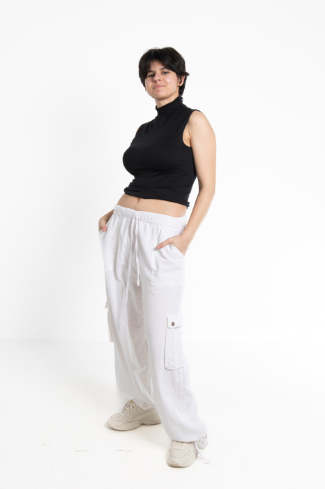 Pantaloni tip cargo din bumbac - Albastru [5]