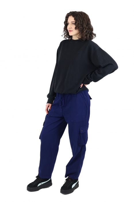 Pantaloni tip cargo din bumbac - Albastru [7]