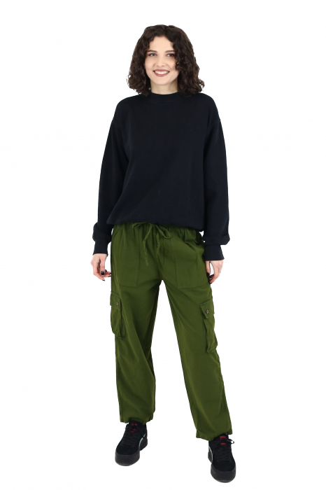 Pantaloni tip cargo din bumbac - Albastru [3]