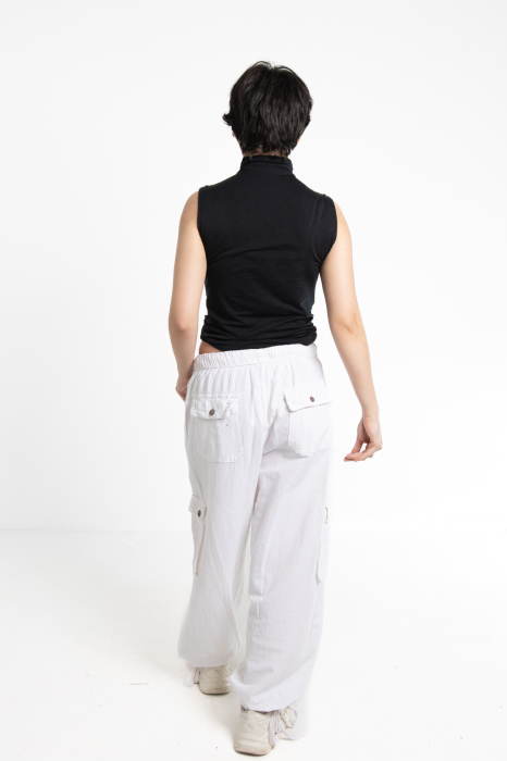 Pantaloni tip cargo din bumbac - Albastru [8]