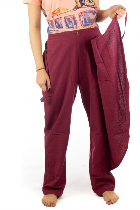 Pantaloni tip fusta din bumbac - Visiniu SH-92 [6]