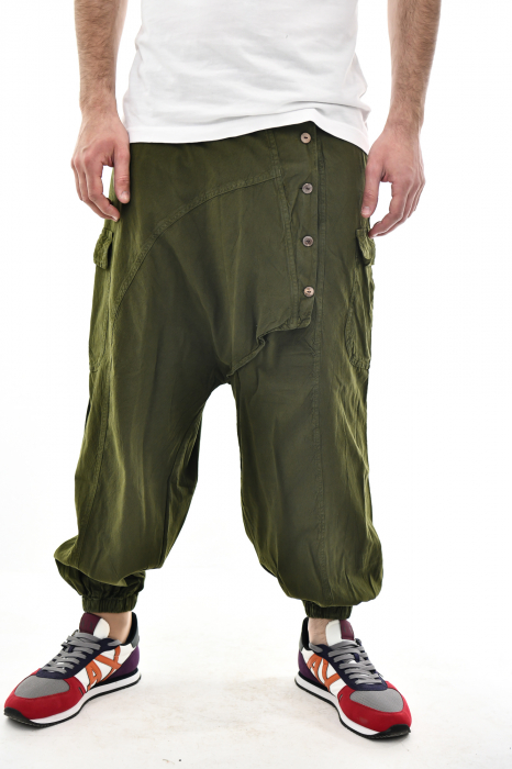 Pantaloni tip salvar cu nasturi - Verde [1]