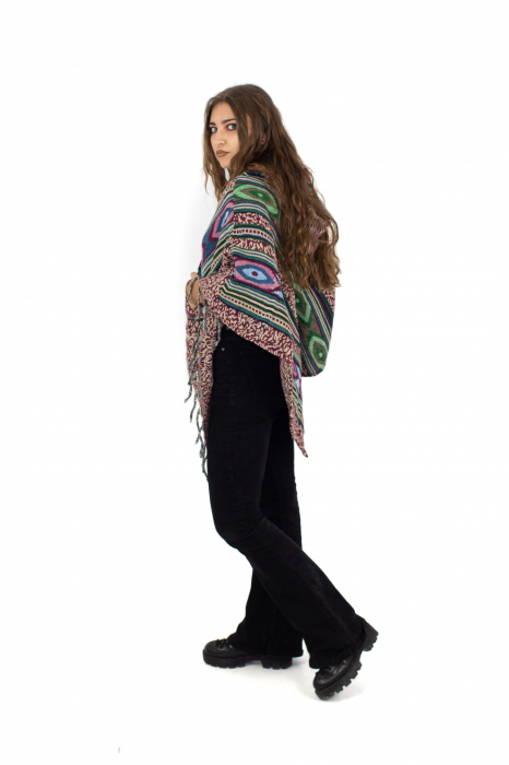 Poncho scurt, model Aztec 16 - Vișiniu [4]