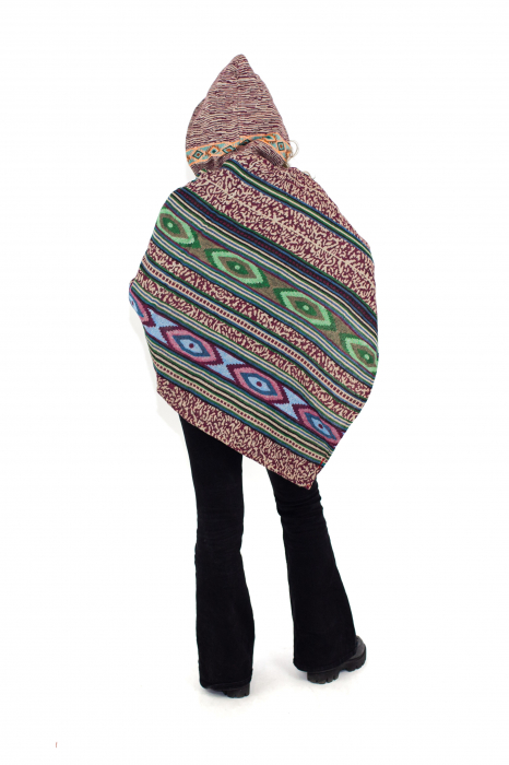 Poncho scurt, model Aztec 16 - Vișiniu [3]