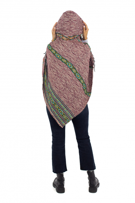 Poncho scurt, model Aztec 3 - Vișiniu [3]