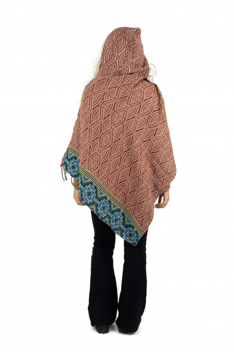 Poncho scurt, model Aztec 5 - Vișiniu [3]