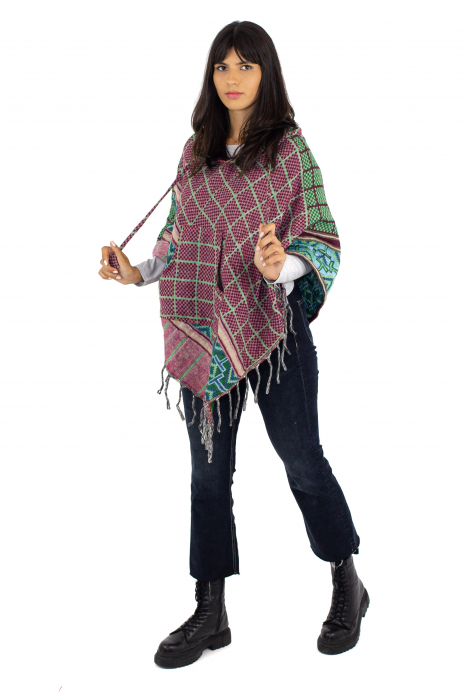 Poncho scurt, model Aztec 8 - Mov [4]