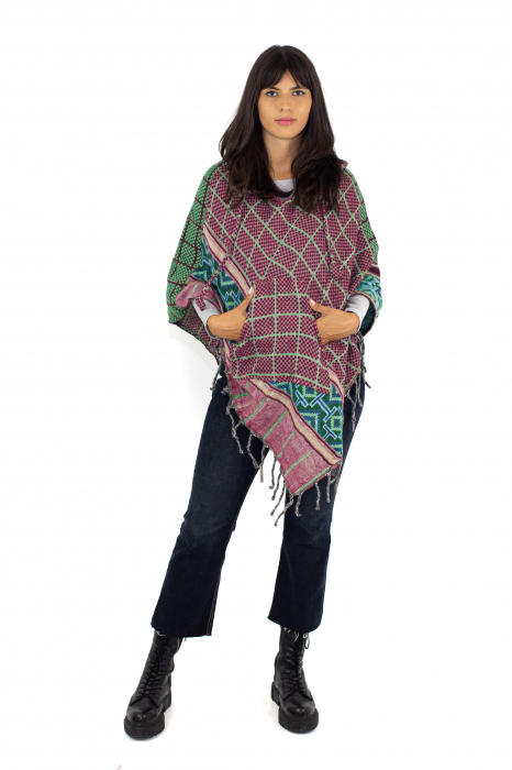 Poncho scurt, model Aztec 8 - Mov [2]