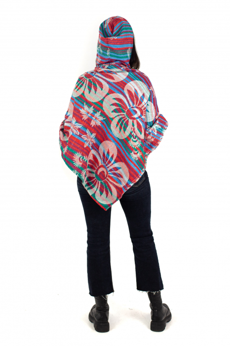 Poncho scurt, model Floral 1 - Multicolor [3]