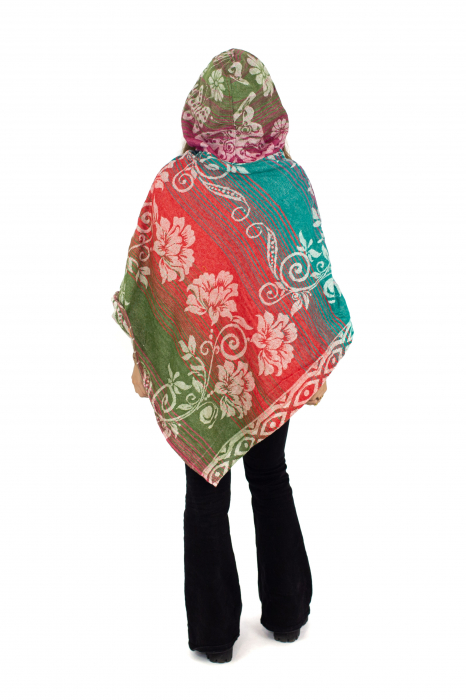 Poncho scurt model Floral 3 - Multicolor [3]
