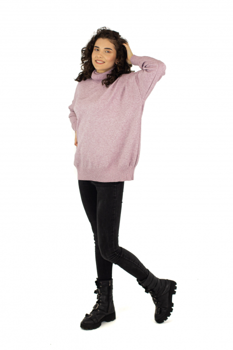 Pulover cu guler tip helanca - Crem 22N29D [3]