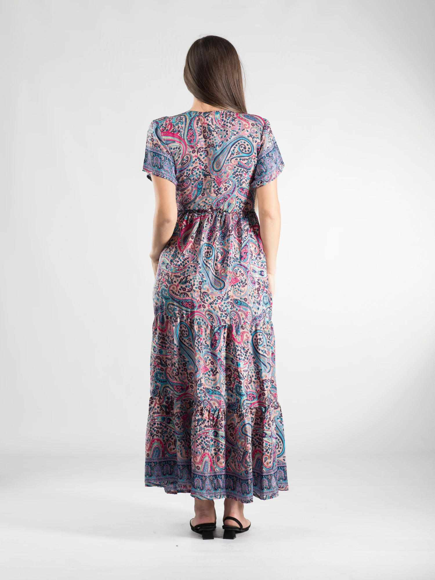 Rochie boho A line lungă cu mânecă scurtă - Model 2 [3]