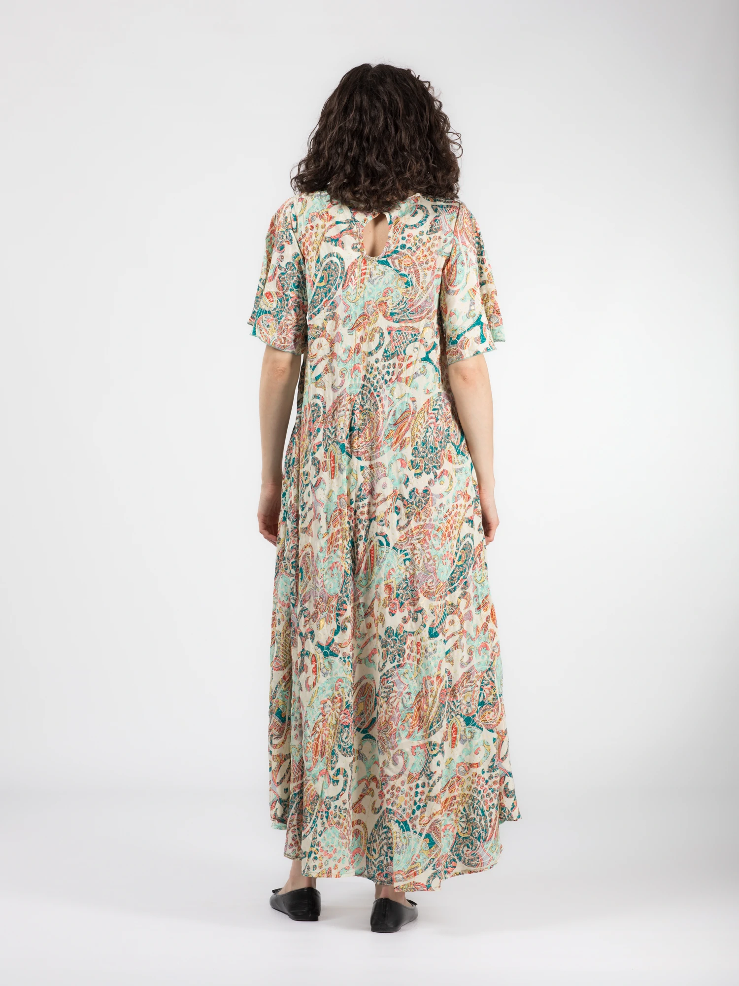 Rochie boho lejeră din material fluid cu detalii aurii - Model 2 [3]