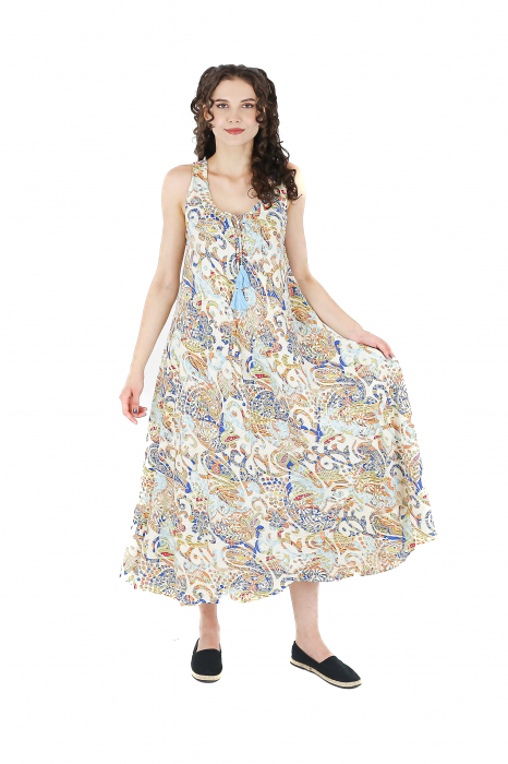 Rochie boho lunga cu bretele late si croi larg - Model 5 [3]