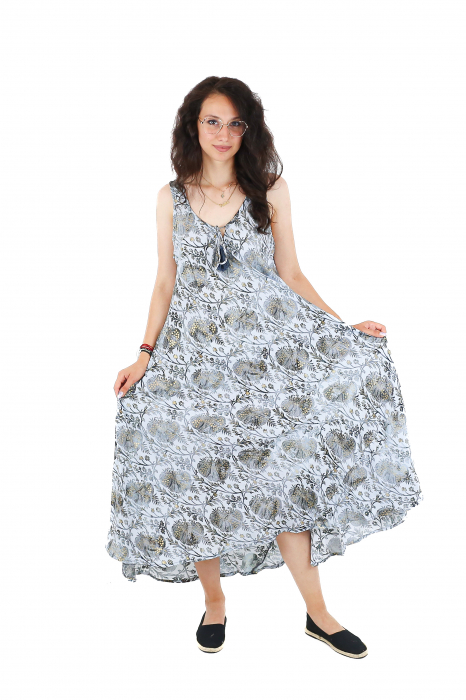 Rochie boho lunga cu bretele late si croi larg - Model 6 [3]