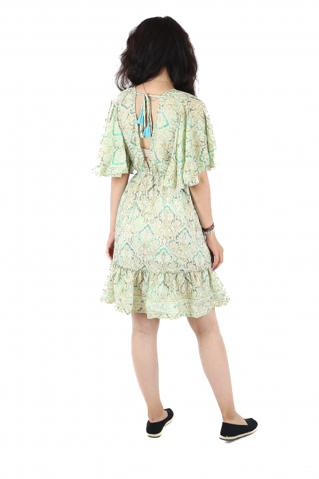 Rochie boho scurta cu volanase si print floral - Model 3 [5]