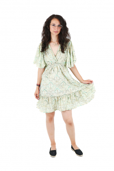 Rochie boho scurta cu volanase si print floral - Model 3 [3]