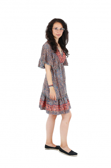 Rochie boho scurta cu volanase si print floral - Model 4 [3]