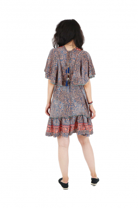 Rochie boho scurta cu volanase si print floral - Model 4 [5]