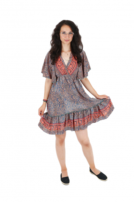 Rochie boho scurta cu volanase si print floral - Model 4 [4]