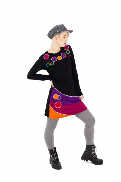 Rochie circle medie din bumbac cu maneca lunga [3]