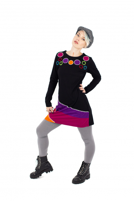 Rochie circle medie din bumbac cu maneca lunga [5]