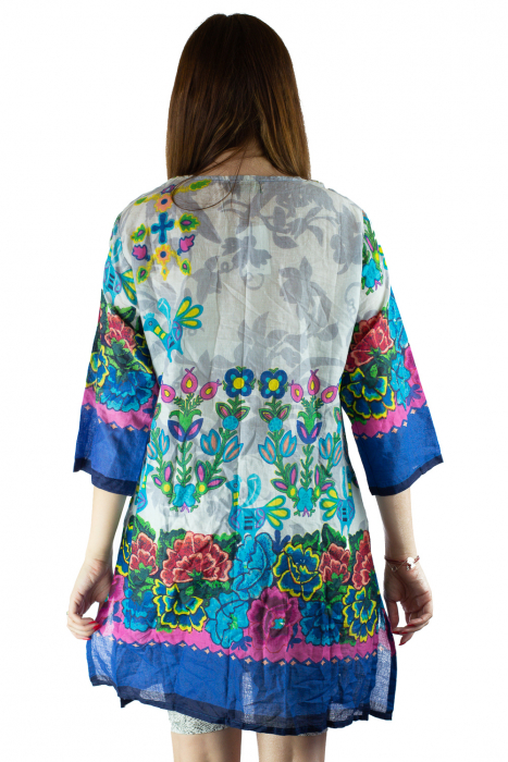 Rochie din bumbac cu imprimeu - Floral - Maneca Lunga [4]