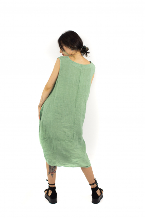 Rochie din In fara maneci in stil Boho - Verde pastel - 50873 [4]