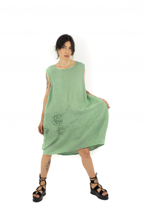 Rochie din In fara maneci in stil Boho - Verde pastel - 50873 [2]