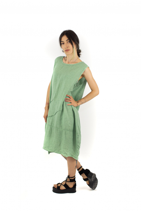 Rochie din In fara maneci in stil Boho - Verde pastel - 50873 [3]