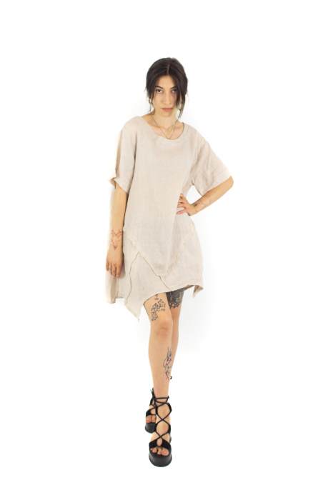 Rochie din In in colturi - Crem - 21121 [3]