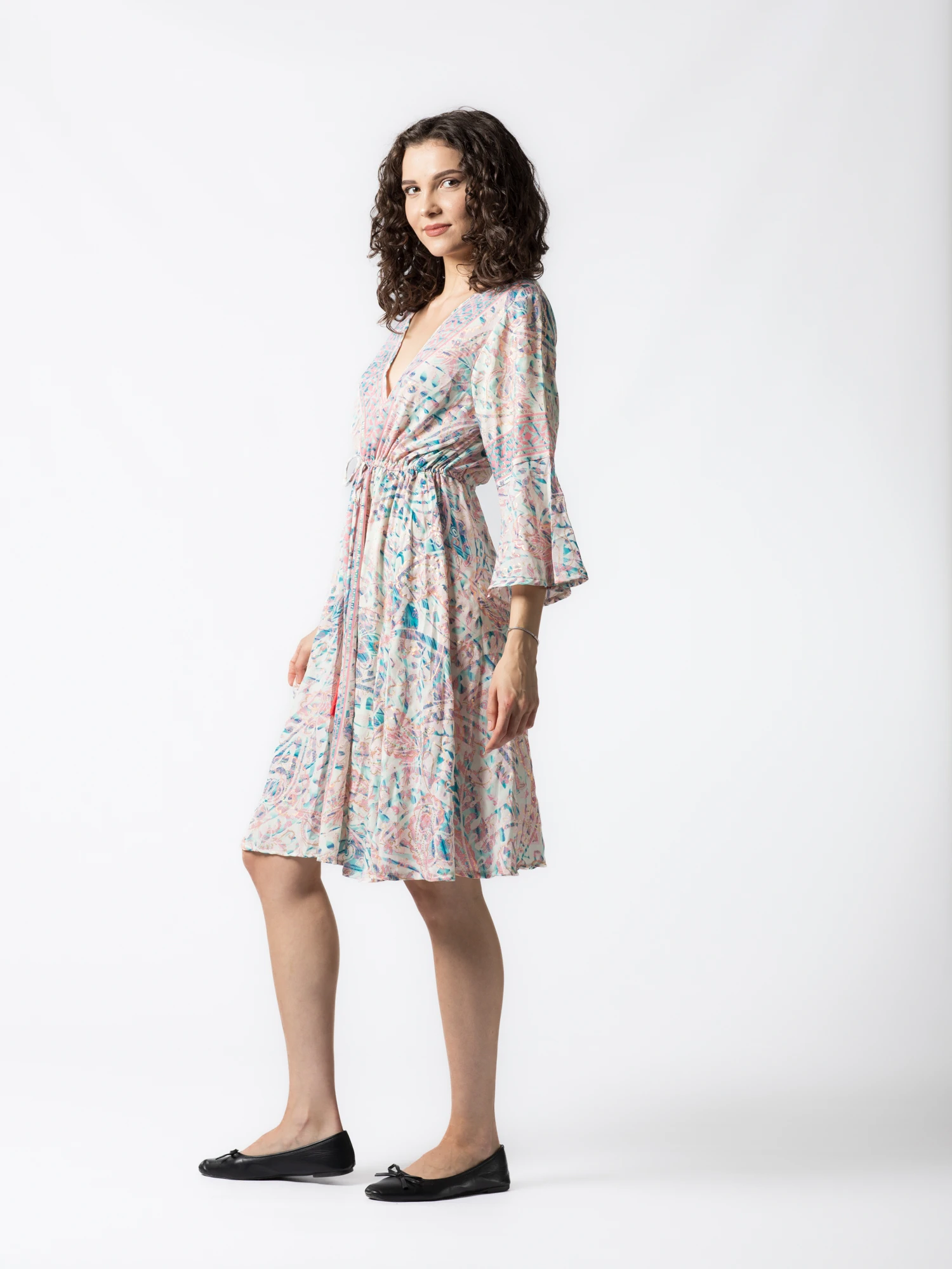 Rochie în cloș din material fluid cu mâneci tip fluture - Produs Unicat 1 [3]