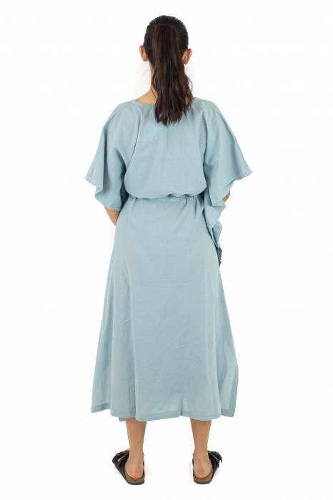 Rochie Kaftan lunga intr-o culoare - Albastru Prafuit [16]