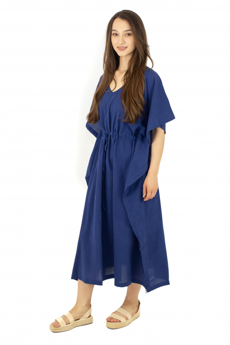 Rochie Kaftan lunga intr-o culoare - Albastru Prafuit [18]