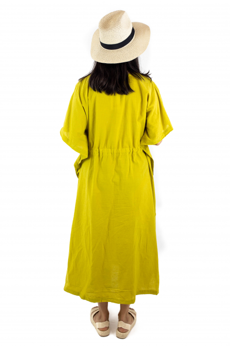 Rochie Kaftan lunga intr-o culoare - Albastru Prafuit [4]
