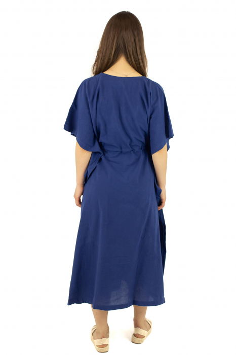 Rochie Kaftan lunga intr-o culoare - Albastru Prafuit [19]
