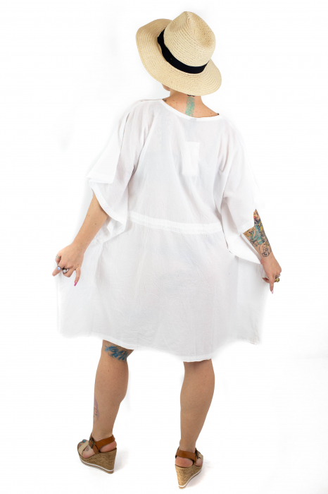 Rochie Kaftan scurta intr-o culoare - Albastru Prafuit [3]