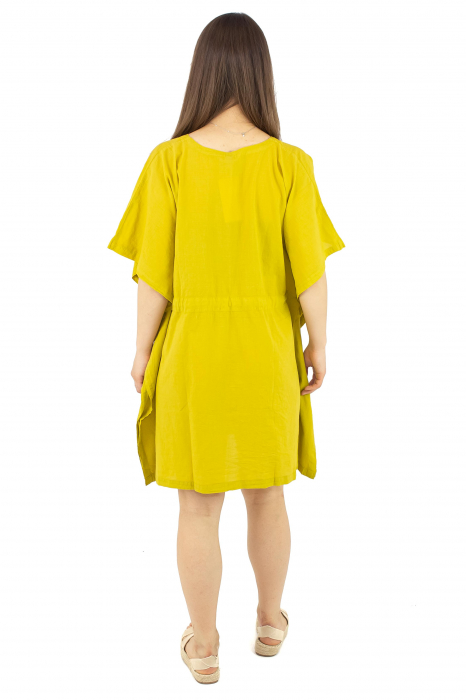 Rochie Kaftan scurta intr-o culoare - Albastru Prafuit [4]