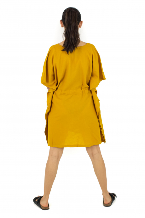 Rochie Kaftan scurta intr-o culoare - Albastru Prafuit [9]