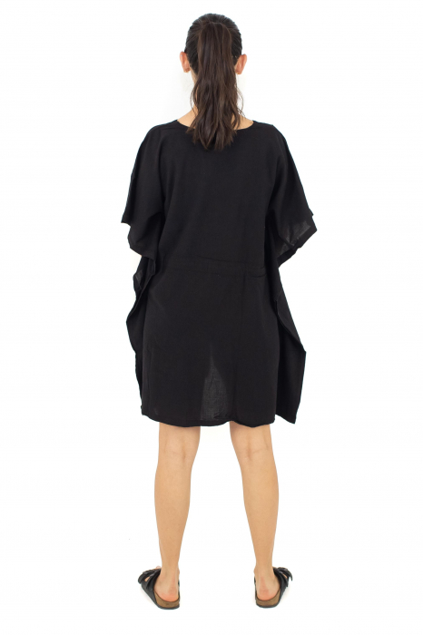 Rochie Kaftan scurta intr-o culoare - Albastru Prafuit [13]