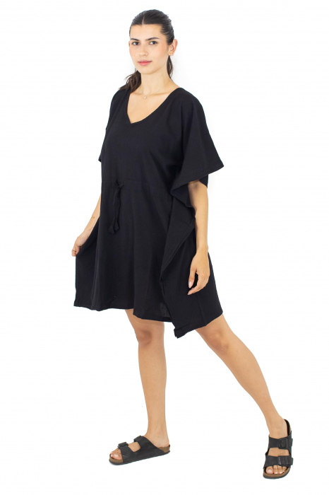 Rochie Kaftan scurta intr-o culoare - Albastru Prafuit [12]