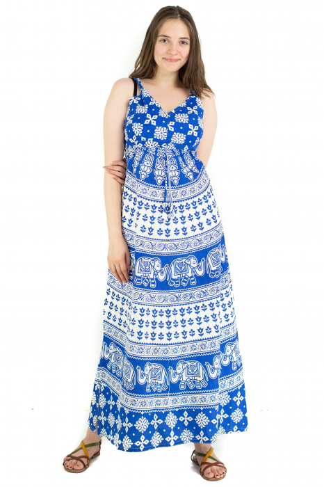 Rochie lunga din bumbac multicolora - Motive hinduse 5 [2]