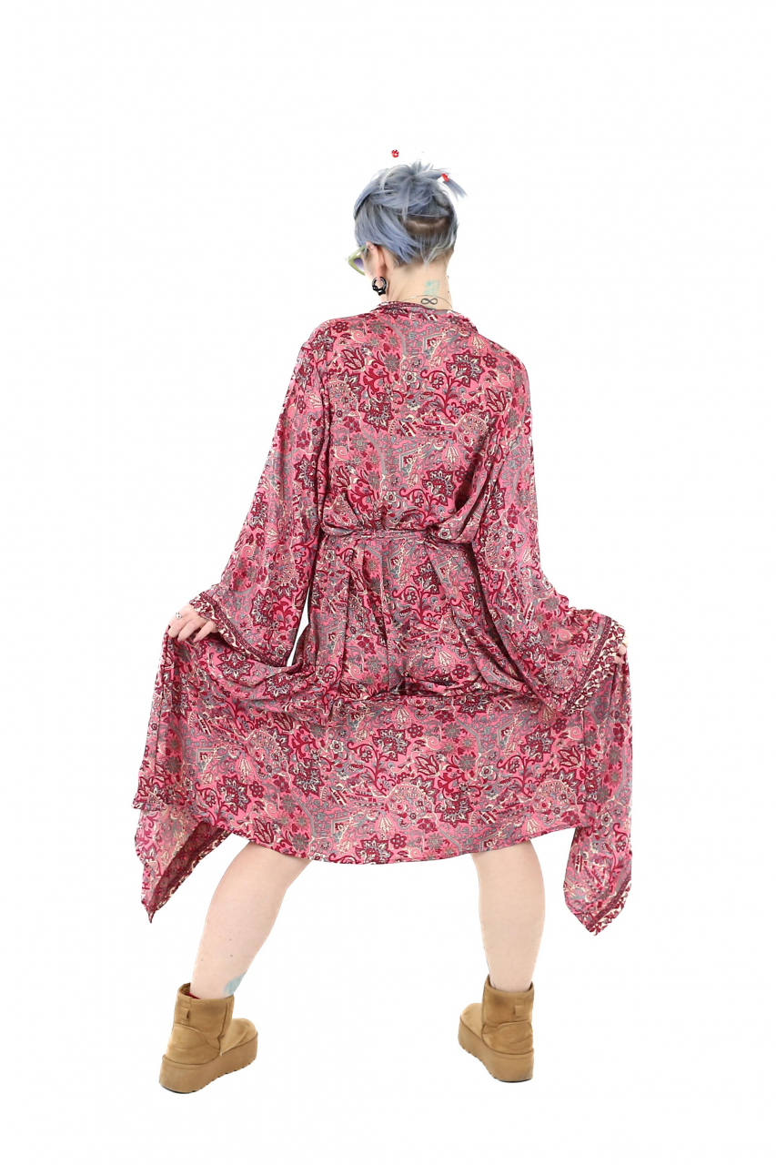 Rochie lunga tip Kimono din maerial fluid cu croi drept - Model 1 [3]