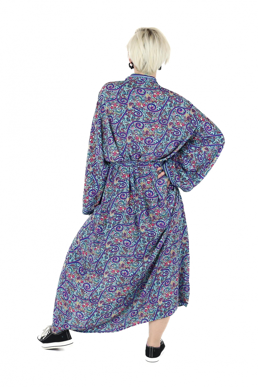 Rochie lunga tip Kimono din maerial fluid cu croi drept - Model 2 [4]