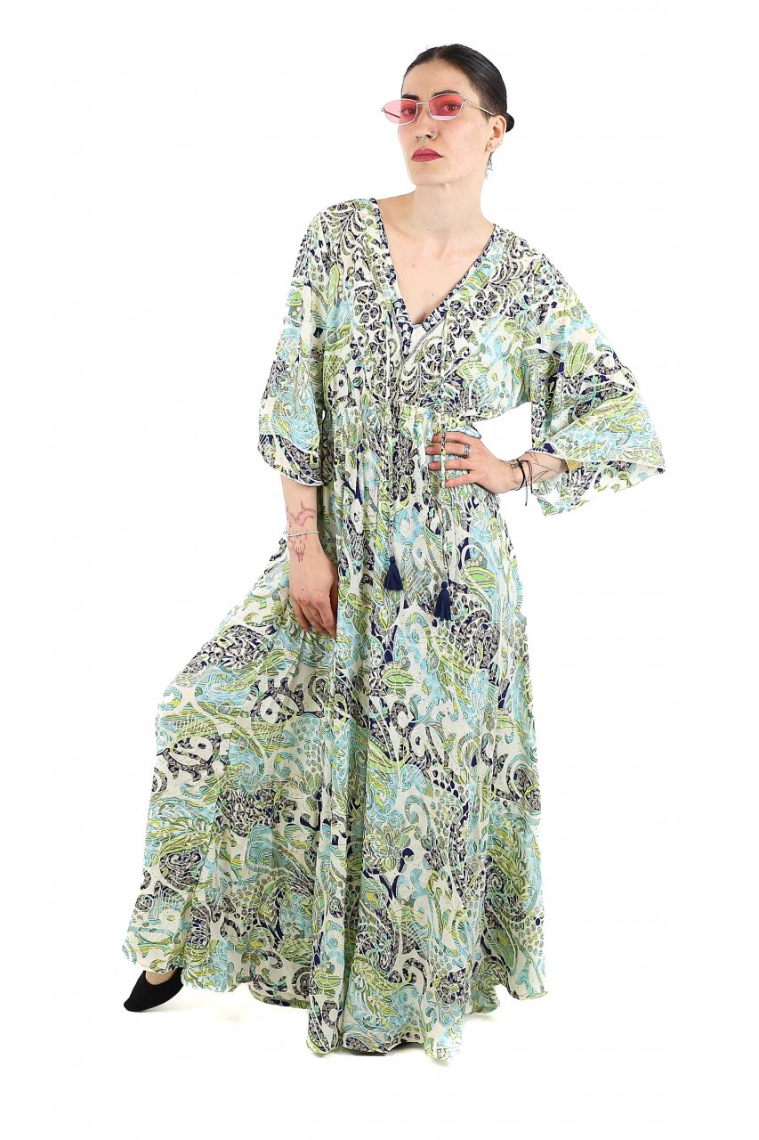 Rochie maxi boho cu imprimeu si maneci trei sfert - Model 1 [2]