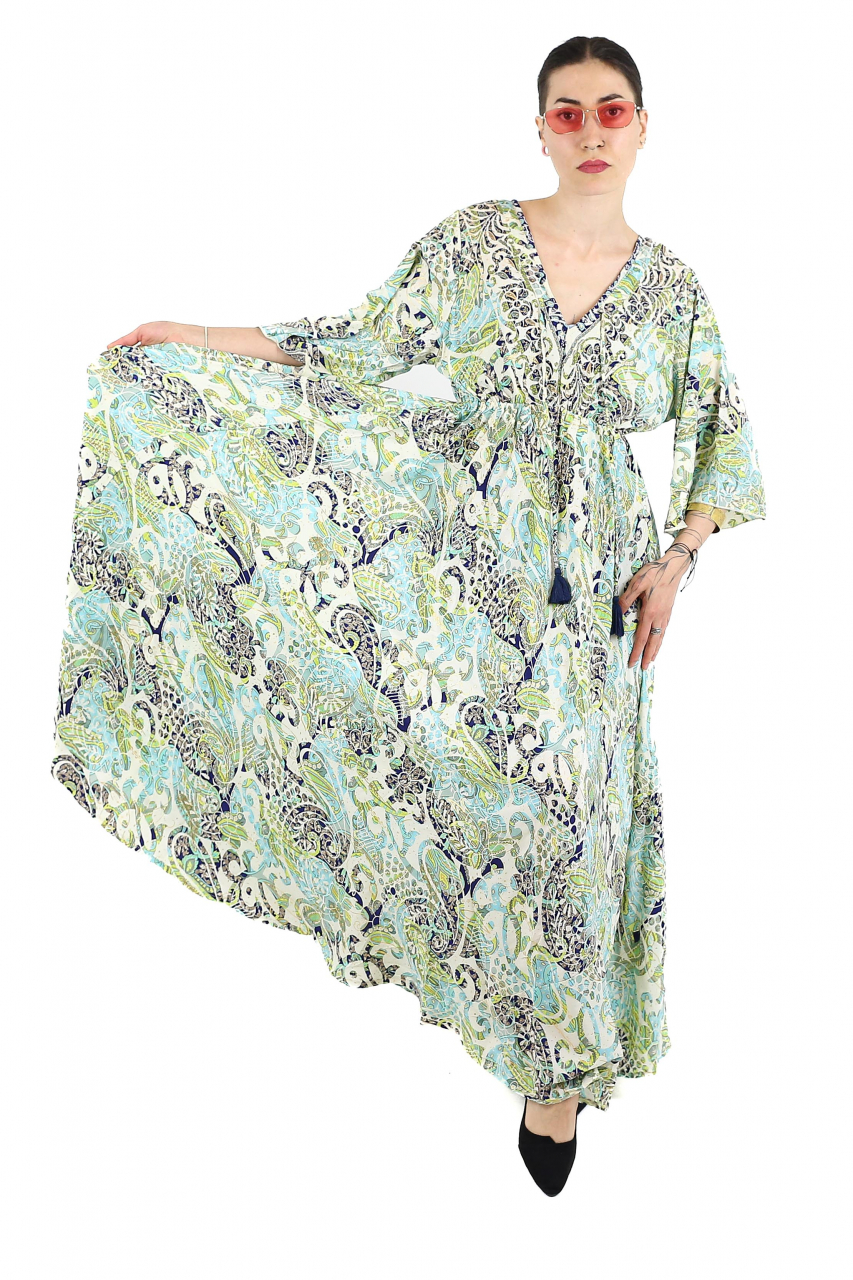 Rochie maxi boho cu imprimeu si maneci trei sfert - Model 1 [4]